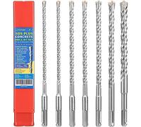 KapStrom 7-Pc SDS Plus Carbide Drill Bit Set (6/8/10/12/14mm) for Rotary Hammers & Impact Drills, Tungsten Tipped Drill Bits for Concrete, Masonry, Brick & Natural Stone