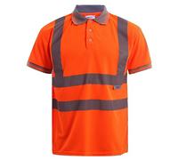 Kapton Hi Vis Short Sleeve Polo Shirt with Reflective Tape Strip S- 5XL Yellow Orange high Visibility Glow Security Work Builder 3m scotchlite viz top