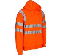 Kapton Hi Vis Visibility Zip Sweatshirt Hoody | Hooded Work Top | EN471 (3XL, Reflective Orange)