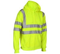Kapton Hi Vis Visibility Zip Sweatshirt Hoody | Hooded Work Top | EN471 (M, Reflective Orange)