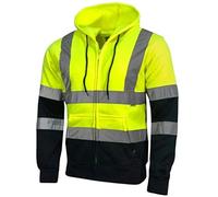 Kapton Hi Vis Visibility Zip Sweatshirt Hoody | Hooded Work Top | EN471 (M, Yellow/Navy)