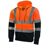 Kapton Hi Vis Visibility Zip Sweatshirt Hoody | Hooded Work Top | EN471 (XXL, Orange/Navy)