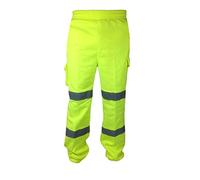 Kapton Hi Visibility Combat Multi Pocket Fleece Warm Bottoms Sizes: S-5XL Orange Yellow Joggers Fleece Cargo Reflective Velcro Work Pockets Comfort Reflective 3M Trousers