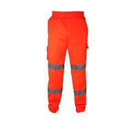 Kapton Hi Visibility Combat Multi Pocket Fleece Warm Bottoms Sizes: S-5XL Orange Yellow Joggers Fleece Cargo Reflective Velcro Work Pockets Comfort Reflective 3M Trousers