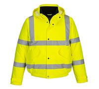 Kapton Hi Viz High Vis Visibility Bomber Jacket Waterproof Work Coat Security Jacket (L, Yellow)