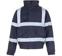Kapton Hi Viz High Vis Visibility Bomber Jacket Work Coat Security Jacket Waterproof (Navy, 4XL)