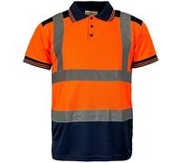 Kapton Mens Hi Vis Polo Top - HV322 Orange/Navy
