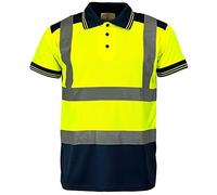 Kapton Mens Hi Vis Polo Top - HV322 Yellow/Navy