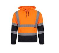 Kapton Mens Hi Vis Visibility Safety Work Hooded Sweatshirt Orange/Navy Medium