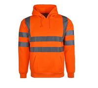 Kapton Mens Hi Vis Visibility Safety Work Hooded Sweatshirt Orange X-Large