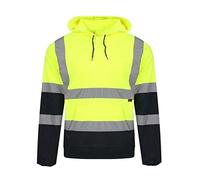 Kapton Mens Hi Vis Visibility Safety Work Hooded Sweatshirt Yellow/Navy X-Large