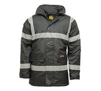 Kapton Mens Hi Vis Visibility Safety Work Waterproof Parka Jacket Black XX-Large