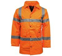 Kapton Mens Hi Vis Visibility Safety Work Waterproof Parka Jacket Orange Large
