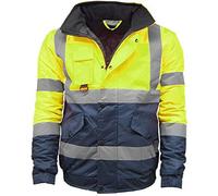 Kapton Mens Waterproof Hi Visibility Two Tone Safety Quilted Bomber Jacket Standard Safety Work Wear Jackets Yellow/Navy Medium