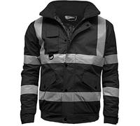 Kapton Mens Waterproof Hi Visibility Two Tone Safety Quilted Bomber Jacket Standard Safety Work Wear Jackets Black Medium