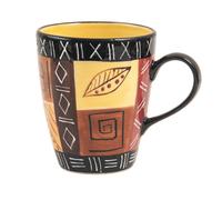 Kapula Hand Painted Ceramic Abeni Coffee Mug - South African Safari Gold Design - Dishwasher and Microwave Safe