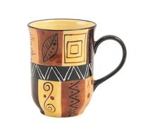 Kapula Hand Painted Ceramic Abutu Coffee Mug - South African Safari Gold Design - Dishwasher and Microwave Safe - Unique Crafted Kitchenware and Home Decor