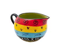 Kapula Hand Painted Ceramic Milk Jug for Coffee or Tea Set - South African Multi Coloured Ethnic Design - Dishwasher and Microwave Safe