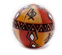 Kapula South African Ball Candle - Fair Trade - Hand Painted Bushmen Design - Single Wick - 8 cm