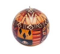 Kapula South African Ball Candle - Hand Painted Safari Gold Design - Premium Wax with Single Wick - Long Burn Time - Stylish Home Decor - 10 cm