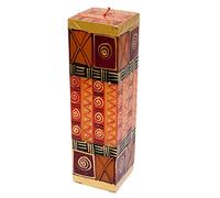 Kapula South African Cube Candle - Hand Painted Safari Gold Design - Premium Wax with Single Wick - Long Burn Time - Stylish Home Decor - 7x7x25 cm