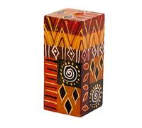 Kapula South African Cube Candle - Hand Painted Safari Gold Design - Premium Wax with Single Wick - Long Burn Time - Stylish Home Decor - 5 x 5 x 11 cm