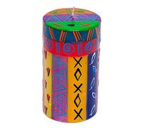 Kapula South African Large Pillar Candle - Hand Painted Decorative Candle - Multi Coloured Ethnic Design - 6 x 10 cm