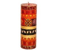 Kapula South African Large Pillar Candle - Hand Painted Safari Gold Design - Premium Wax with Single Wick - Long Burn Time - Stylish Home Decor - 7 x 20 cm