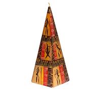Kapula South African Large Pyramid Candle - Fair Trade - Hand Painted Bushmen Design - Single Wick - 9 x 25 cm