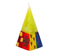 Kapula South African Pyramid Candle - Fair Trade - Hand Painted Frosted Candle -Multi Coloured Ethnic Design - 5 x 11cm