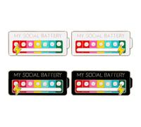 Kapunitzio 4PCS Social Battery Pin,My Social Battery Slider Pin,Funny Interactive Brooch Pins Lapel,Mood Enamel Pins 7 Days a Week for Backpacks Hat Bags Scarves Clothing