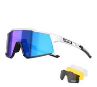 KAPVOE 4 Lens Cycling Glasses UV400 TR90 for Men and Women K9022 | 4 Lenses: Red PC Day, Black Polarised, Clear Night, Yellow Low Light; UV400, approx. 34g TR90