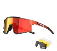 KAPVOE 4 Lens Cycling Glasses UV400 TR90 for Men and Women K9022 | 4 Lenses: Red PC Day, Black Polarised, Clear Night, Yellow Low Light; UV400, approx. 34g TR90