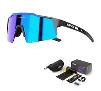 KAPVOE Cycling Glasses Polarized Mountain Bike Sunglasses Women Men MTB Bicycle Riding Motorcycle with 4 Interchangeable Lense 07 Blue Black