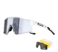 KAPVOE Polarized Cycling Glasses With 4 Interchangeable Lenses Tr90 Frame For Men Women Sports Sunglasses Mountain Bike Glasses MTB Bicycle Goggles Running Silver Clear 13