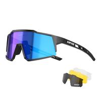 KAPVOE Polarized Cycling Glasses With 4 Interchangeable Lenses Tr90 Frame For Men Women Sports Sunglasses Mountain Bike Glasses MTB Bicycle Goggles Running Blue Black 02