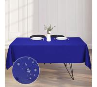 Kapwall Wipe Clean Tablecloth - 54X79Inch (137X200cm) Waterproof Rectangle tablecloth, Polyester Outdoor Table cloth for 6 to 8 Seater Dining Table Cover for Kitchen.(Blue)