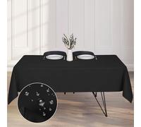 Kapwall Wipe Clean Tablecloth - 54X79Inch (137X200cm) Waterproof Rectangle tablecloth, Polyester Outdoor Table cloth for 6 to 8 Seater Dining Table Cover for Kitchen.(Black)
