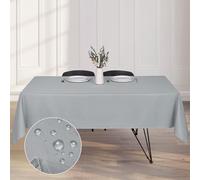 Kapwall Wipe Clean Tablecloth - 54X79Inch (137X200cm) Waterproof Rectangle tablecloth, Polyester Outdoor Table cloth for 6 to 8 Seater Dining Table Cover for Kitchen.(Grey)