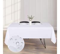 Kapwall Wipe Clean Tablecloth - 54X79Inch (137X200cm) Waterproof Rectangle tablecloth, Polyester Outdoor Table cloth for 6 to 8 Seater Dining Table Cover for Kitchen.(White)