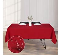 Kapwall Wipe Clean Tablecloth - 54X79Inch (137X200cm) Waterproof Rectangle tablecloth, Polyester Outdoor Table cloth for 6 to 8 Seater Dining Table Cover for Kitchen.(Red)
