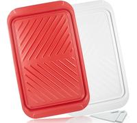 KAQAHIDO Grilling Prep and Serve Trays, BBQ Platter for Raw Meat Marinating and Finished Cooked Food, Melamine Serving Tray, Set of 2, Cleaning Pack Included