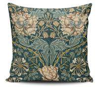 KAQIU Home Decoration Pillowcase Cover Teal Vintage Tulips by William Morris Custom Pillow case Cushion Fashion Chic Double Sided Printed Design Square Size 18x18 Inch