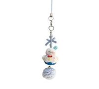 KAQNTUD Christmas Snowman Keychain For Phone And Bag Beaded Cellphone Lanyard Waterproof Resin Craft Seasonal Ornamental