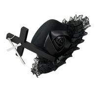 KAQNTUD Elegant Punk Crossed Small Hat Hairclip Black Rose Flower Lace Hat Headwear For Unique Fashion Halloween Party Supply