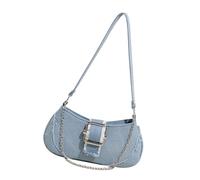 KAQNTUD Stylish Jean Shoulder Bag With Chain Detail For Women Casual Travel Compact Armpit Purse Outdoor Essential Handbag