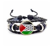 KAQNTUD Unique Bracelet with Palestine Flag, Adjustable Multilayer Woven Bracelets, Fashionable Pearl Jewellery for Any Occasion, Personal Fashion Taste, Einheitsgröße, As described