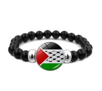 KAQNTUD Unique Bracelet with Palestine Flag, Adjustable Multilayer Woven Bracelets, Fashionable Pearl Jewellery for Any Occasion, Personal Fashion Taste, Einheitsgröße, As described