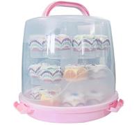 KAQvserbb Pink Cupcake Carrier 3 Tiers, Plastic Cupcake Holder with Handle, Stackable Cupcake Storage Container with Lid, BPA Cake Transport Box for Party, Wedding, Birthday, Holds 36 Cupcakes