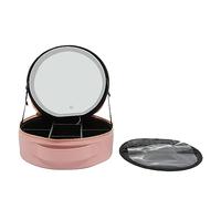 KAQvserbb Train Makeup Case Box Pink with 3 Level LED Light Mirror Portable Multifunction